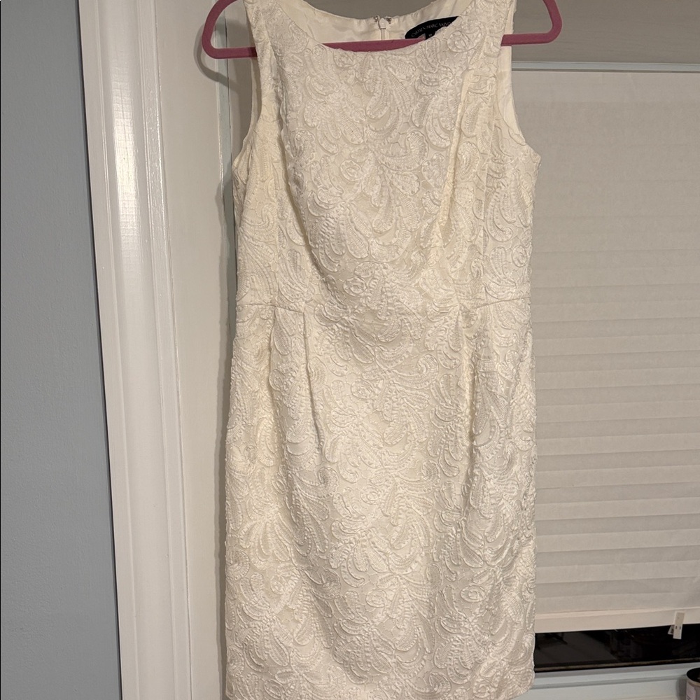 Sleeveless Ivory Lace Sheath Dress